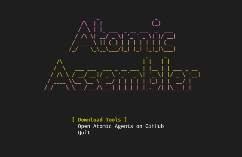 The Atomic Assembler CLI main menu